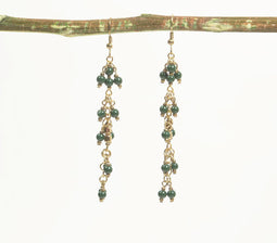 Sage Beaded Metallic Drop Earrings