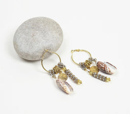Seashell Beaded Charm Hoop Earrings