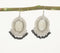 Silver-Toned Brass & Black Glass Beads Dangle Earrings