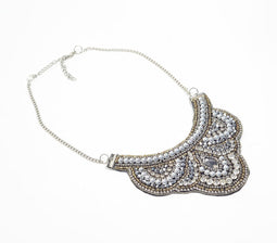 Silver-toned Boho-chic Glass Necklace