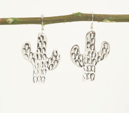 Silver-Toned Brass Cacti Dangle Earrings