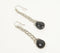 Silver-Toned Brass & Black Crystal Dangle Earrings