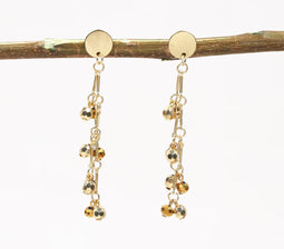 Shining Beads of Brass Drop Earrings
