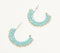 Silver & Turquoise Glass Beaded C-Hoop Earrings