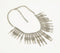Silver-Toned Beaded Spikes Bib Necklace with Extension Chain