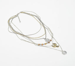 Silver-Toned Coins Layered Necklace