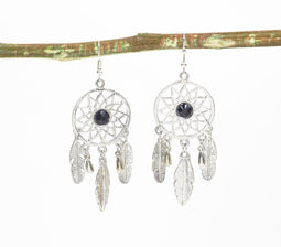 Silver-Toned Dreamcatcher Dangle Earrings