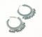 Silver-Toned Iron & Teal Glass Beads Hoop Earrings