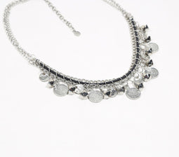 Silver-Toned Iron Charms Bib Necklace