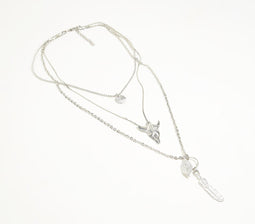 Silver-Toned Iron Layered Necklace with Extension Chain