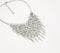 Silver-Toned Iron Leaf Charms Statement Bib Necklace