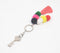 Silver-Toned Iron Pompom Tasseled Keychain