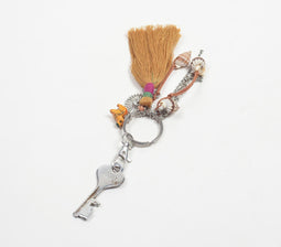 Silver-Toned Maximal Tasseled Keyring
