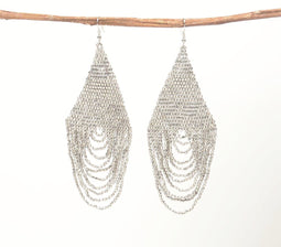 Silver-Toned Iron Studded Dangle Earrings