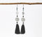 Silver-Toned Metal & Beads Tasseled Dangle Earrings