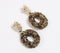 Silver-Toned Recycled Brass & Brown Czech Seed Beads Drop Earrings