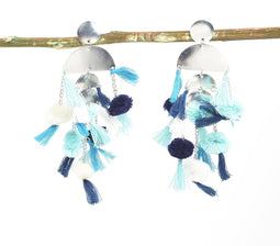 Silver-Toned Tasseled Drop Earrings