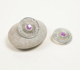 Silver-Toned Wheel Stud Earrings