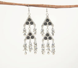 Silver-Toned Textured Dangle Earrings