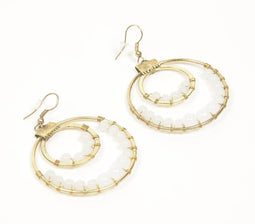 Snow Beads on Metal Dangle Earrings