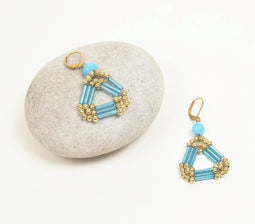 Sky Glass Beaded Triangular Drop Earrings