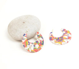 Splashy Retro Fabric Huggie Hoop Earrings