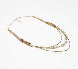 Statement Beaded 3-layered metallic necklace