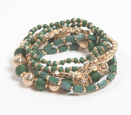 Statement Sage & Metallic Cluster Bracelet