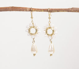 Sun Drop Pearl Dangle Earrings