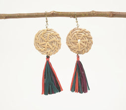 Tassel Raffia & Woven Bamboo Earrings