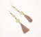 Taupe Tassel & Beads Dangle Earrings