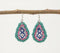 Teal & Pink Beaded Drop Earrings