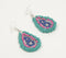 Teal & Pink Beaded Drop Earrings