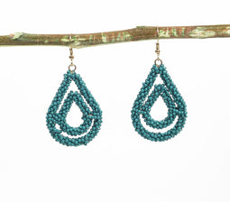 Teal Beaded Drop Earrings