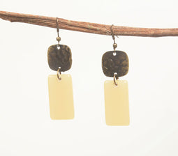 Textured Brass & Resin Dangle Earring