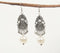 Textured Oxidised Silver Pearl Dangle Earrings