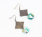Textured Resin Discs Brass Dangle Earrings