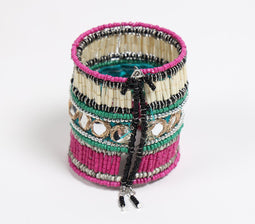 Tribal Beaded & Mirrorwork Cuff Bracelet
