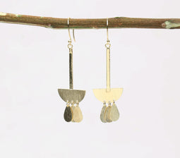 Tribal gold-toned Brass Drop Earrings