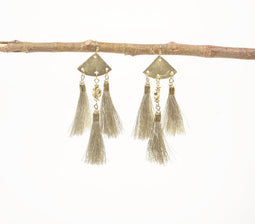 Trinity Tasseled Metallic Dangle Earrings