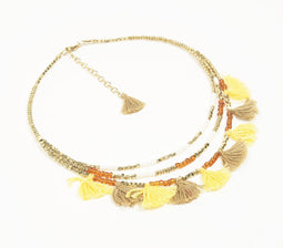Tropical Beaded & Tasseled Boho Necklace