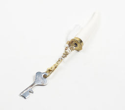 Tusk-Shaped Resin & Tasseled Gold-Toned Keychain