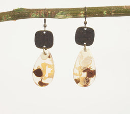 Vintage Resin & Brass Drop Earrings