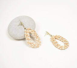 Woven Bamboo & Metallic Drop Earrings