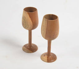 Acacia Wood Turned Wine Glasses (set of 2)