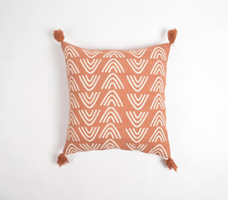 Alternate-Geometric Monochrome Tasseled Cotton Cushion Cover