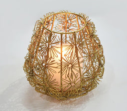 Antique gold-toned coiled floral iron Hurricane