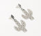 Antique Silver-Toned Brass Cactus Drop Earrings