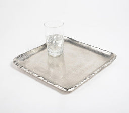 Antique Silver-Toned Aluminium Square Tray