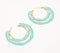 Aqua Glass Bead Hoop Earrings